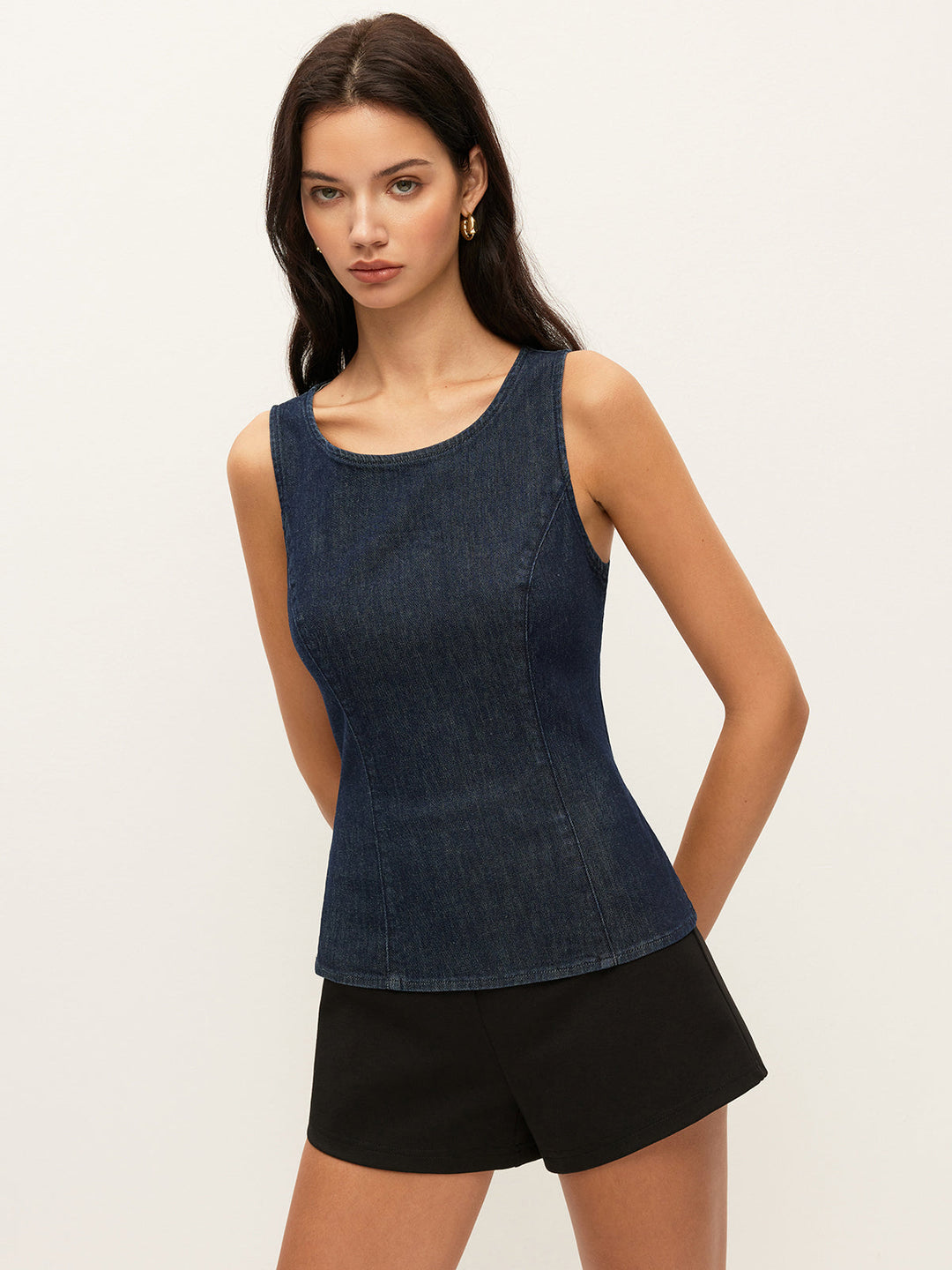 Rückenbindendes Denim-Oberteil