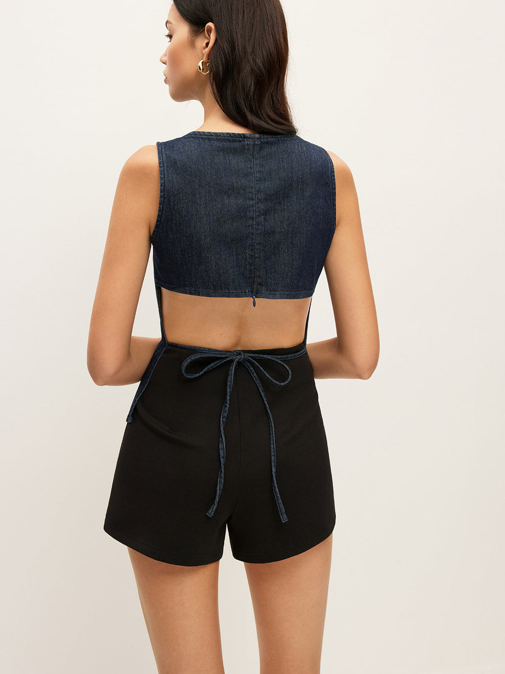 Rückenbindendes Denim-Oberteil
