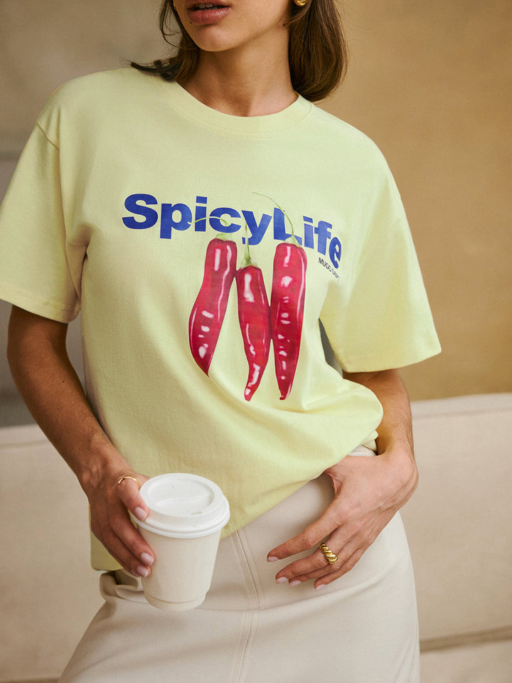 Baumwoll-T-Shirt mit Aufdruck