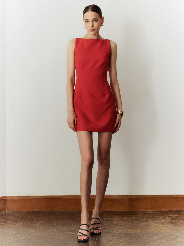 Ärmelloses Kleid mit Ausschnitt und Print