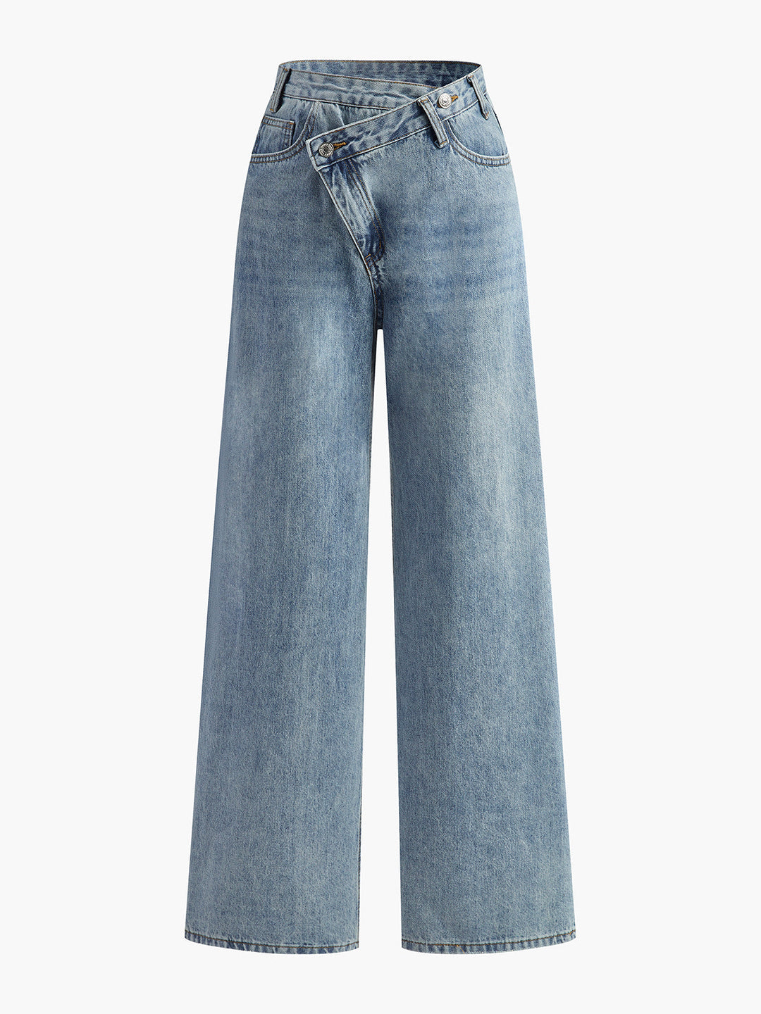 Asymmetrische Jeans mit weitem Bein und Taille