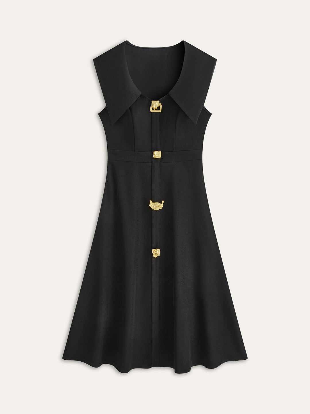 Kleid mit breitem Kragen und Faltenknopfleiste