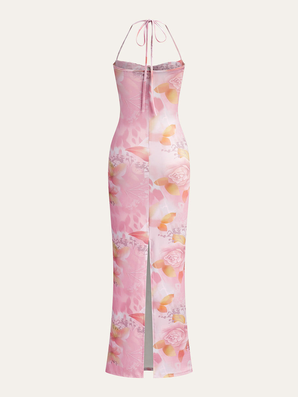 Floral Print Halter Kleid mit Korsettdetail