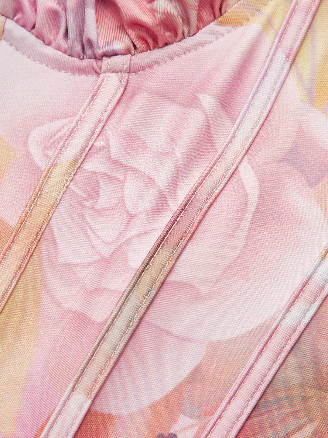 Floral Print Halter Kleid mit Korsettdetail