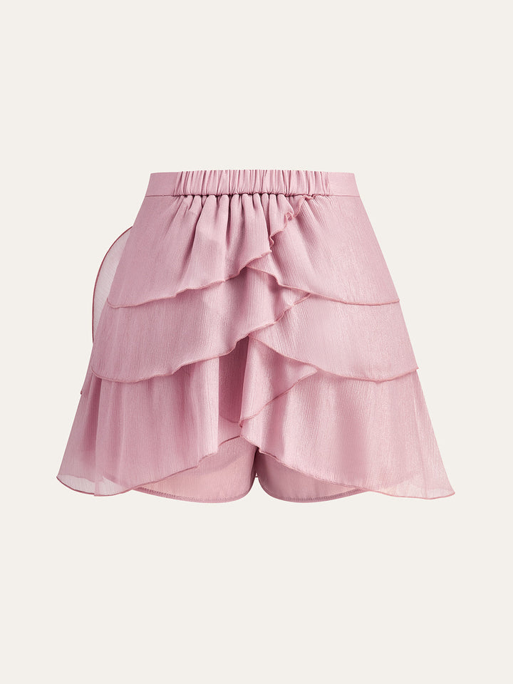 Halbtransparenter Chiffon-Rock mit 3D-Rosetten