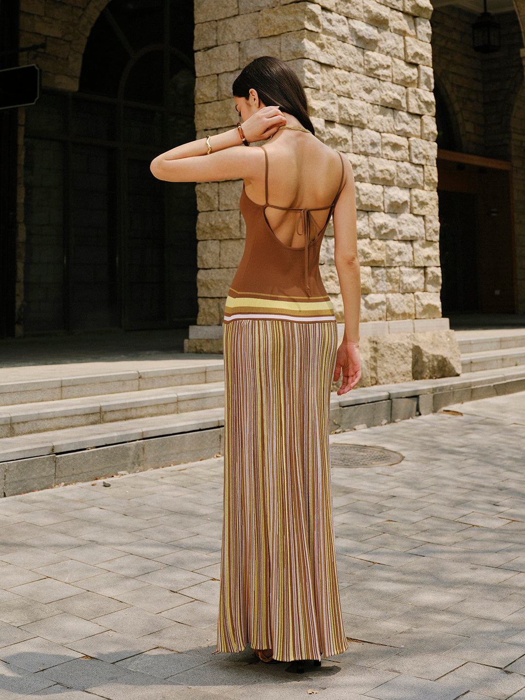 Gestreiftes Strick-Cami-Kleid