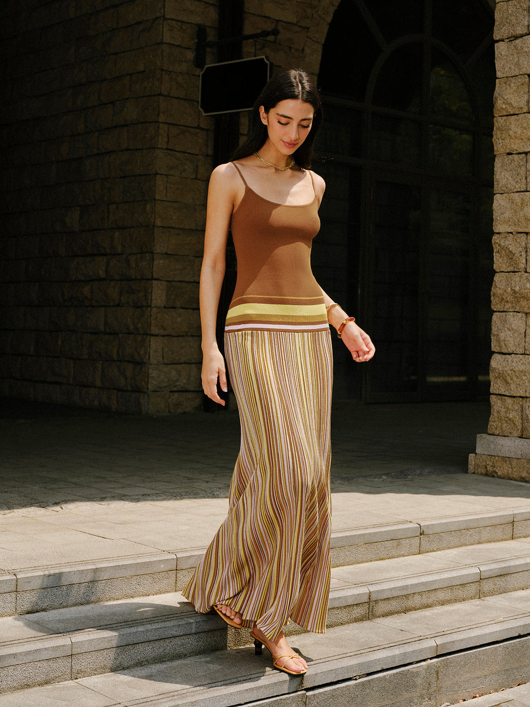 Gestreiftes Strick-Cami-Kleid