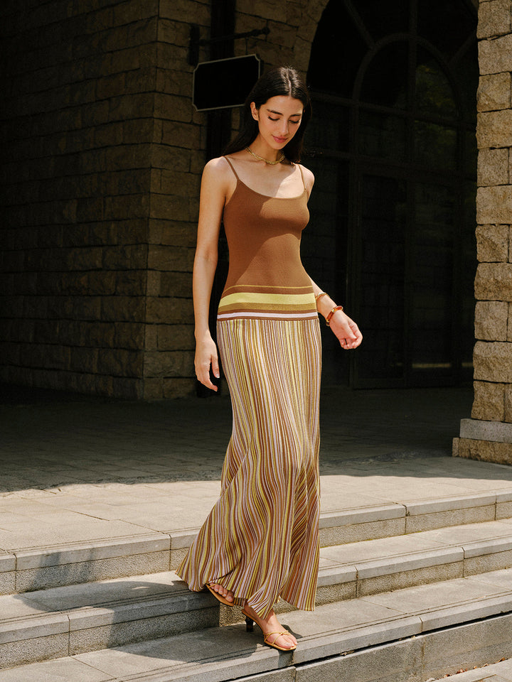 Gestreiftes Strick-Cami-Kleid