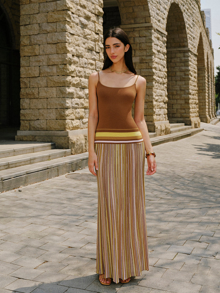 Gestreiftes Strick-Cami-Kleid