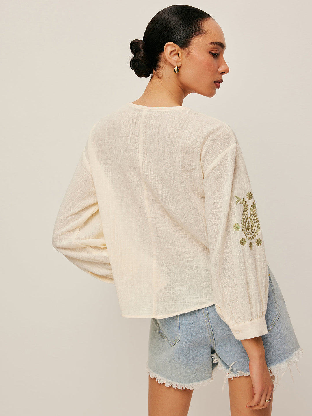 Boho-Stickerei Bluse