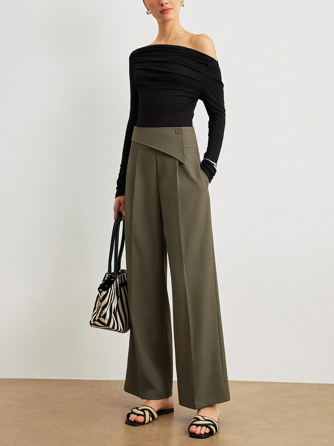 Mid-Waist Asymmetrische Hose