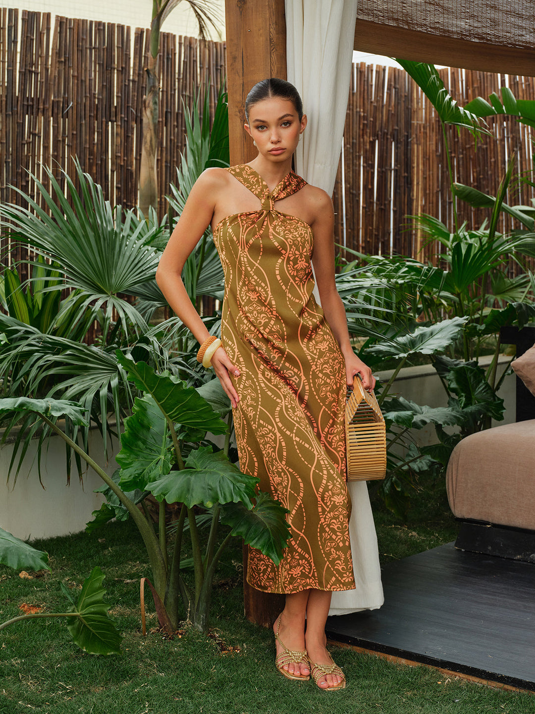 Satin Neckholder Kleid