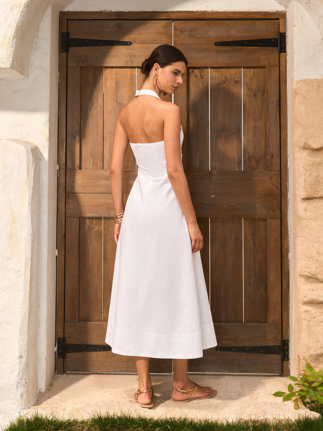 Wickelkleid aus Baumwolle und Leinen