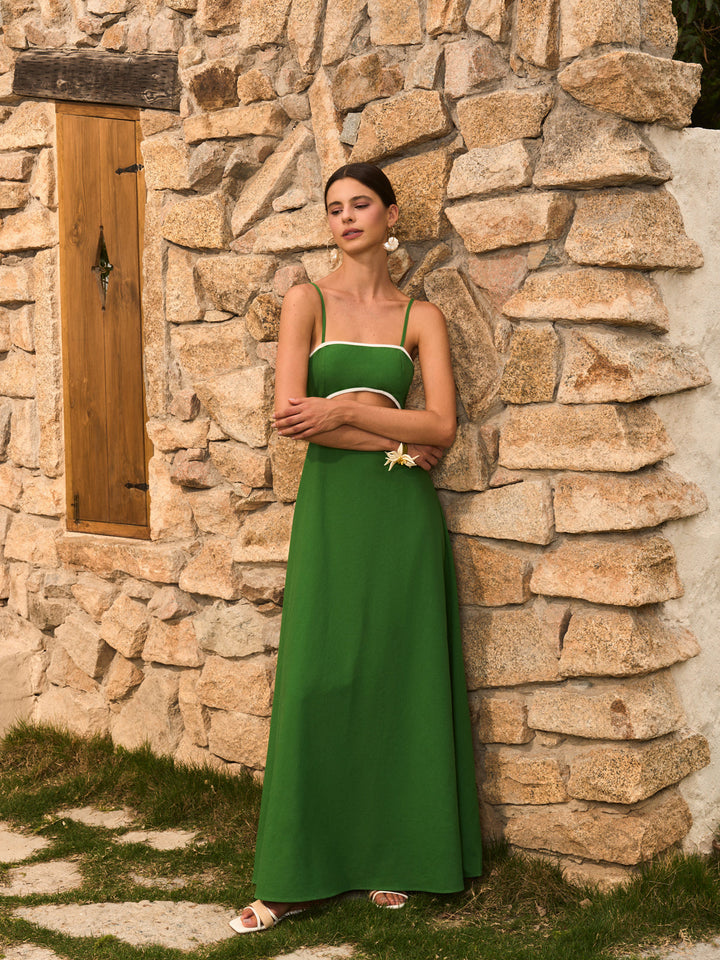 Kleid aus Baumwolle & Leinen mit Rückenschleife