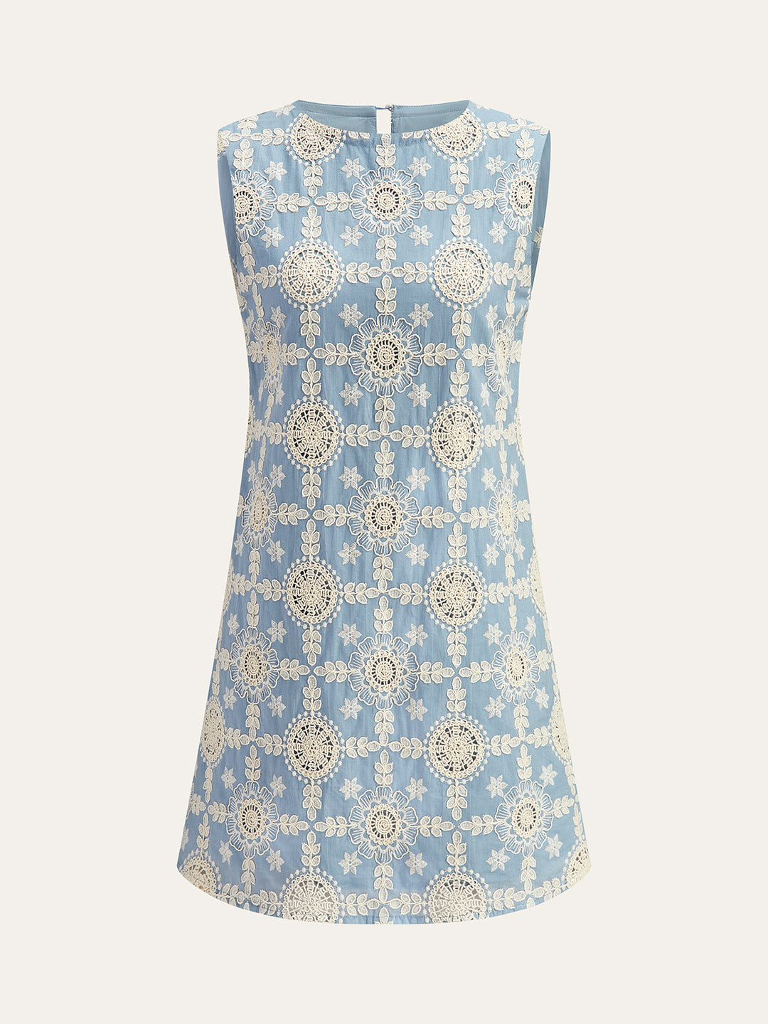 Ärmelloses Kleid aus bestickter Baumwolle