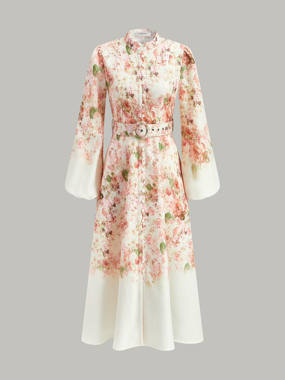Gürtel Ballon Ärmel Blumenkleid