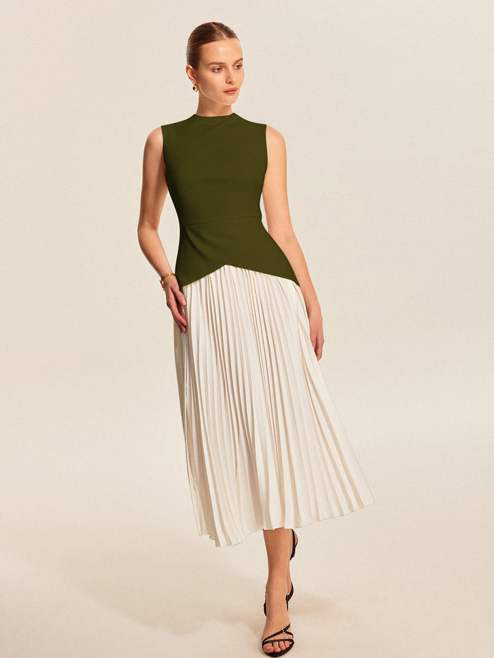 Ärmelloses Faltenkleid