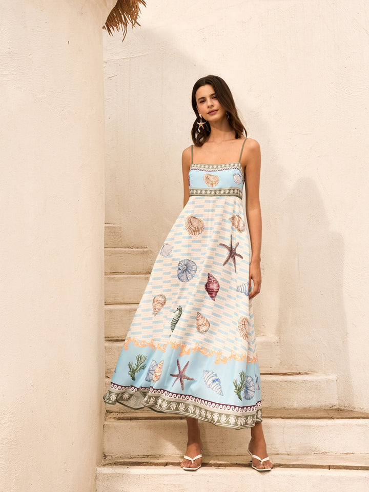 Seashell Print Cami Kleid mit Taschen