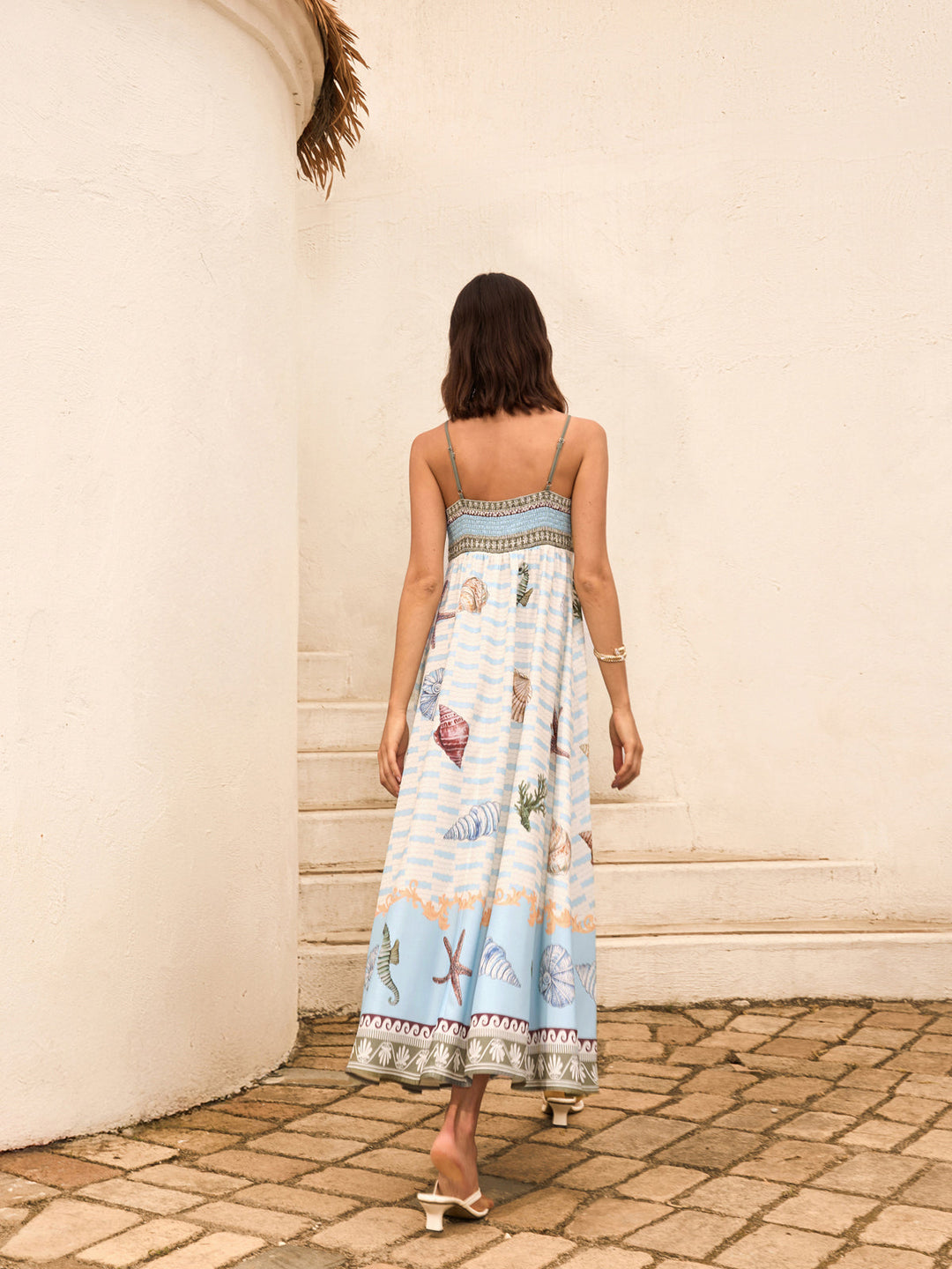 Seashell Print Cami Kleid mit Taschen