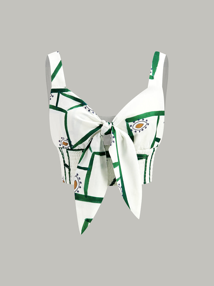 Front Tie Cami Top Mit Stufenrock Set
