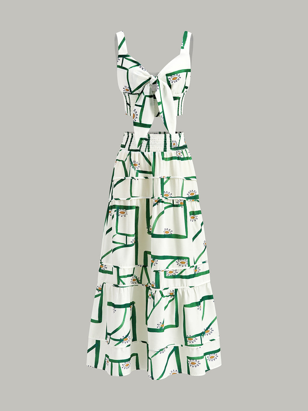 Front Tie Cami Top Mit Stufenrock Set