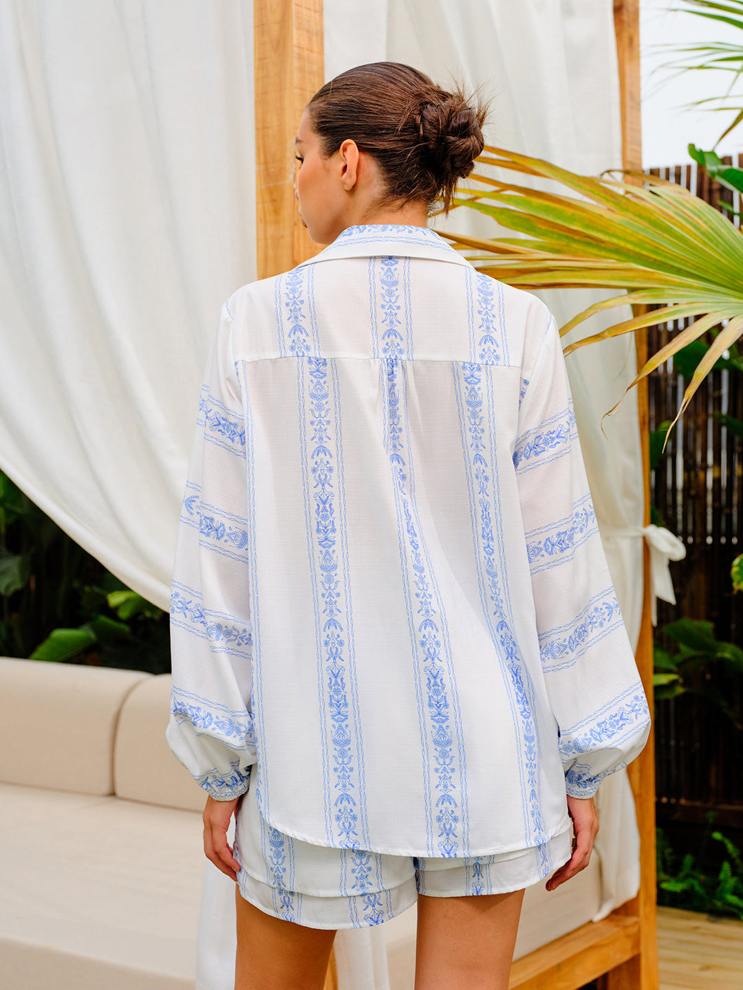 Blumenbedruckte Shorts-Set