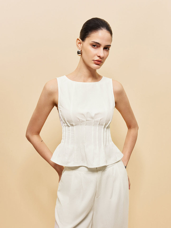 Peplum-Oberteil mit weit geschnittenen Hosen