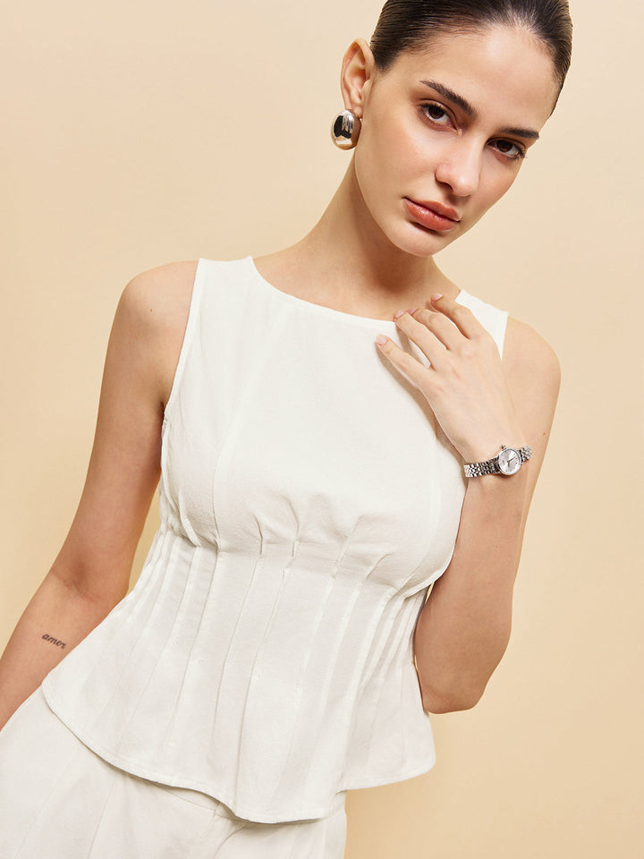 Peplum-Oberteil mit weit geschnittenen Hosen