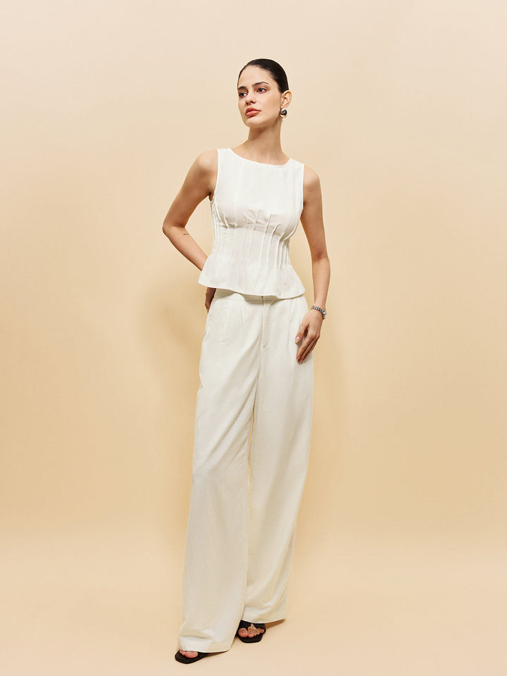 Peplum-Oberteil mit weit geschnittenen Hosen