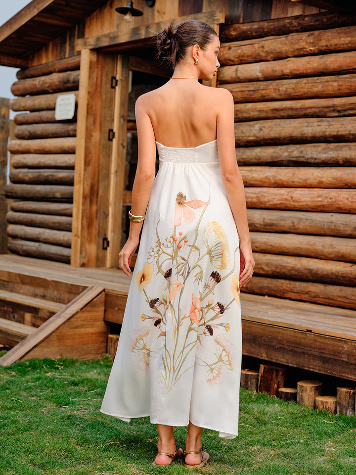 Trägerloses Blumenkleid