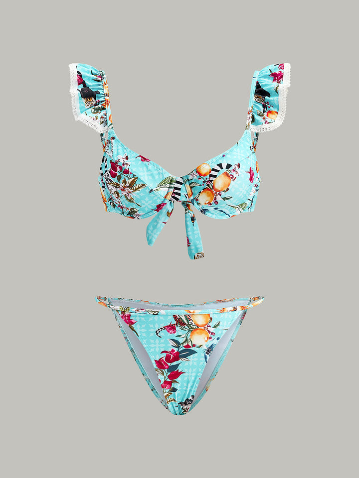 Blumenmuster-Bikini-Set Mit Überziehrock