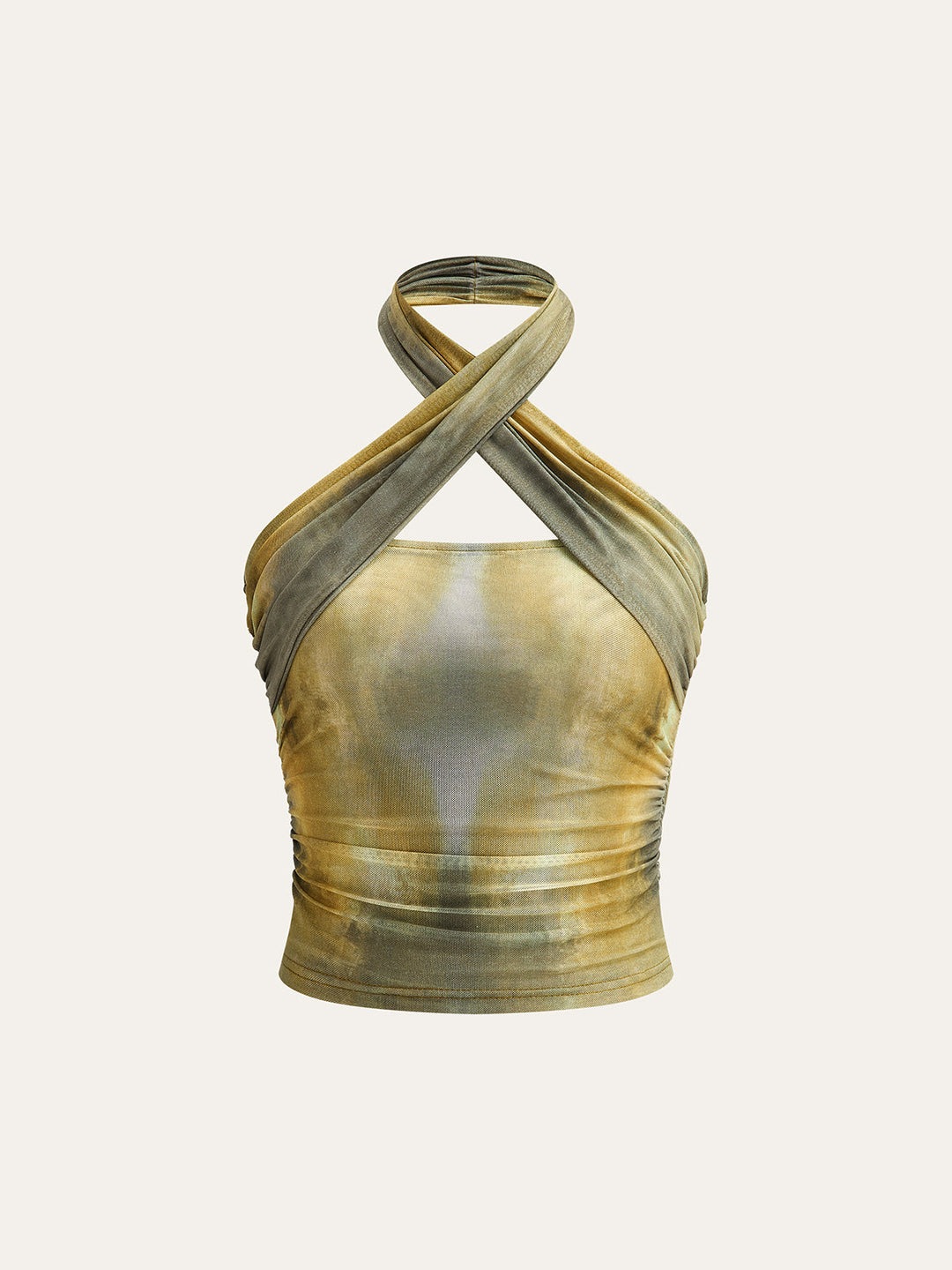 Halbtransparente Netz-Neckholder-Oberteil