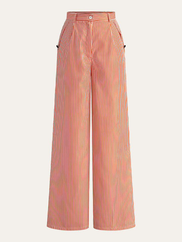 Gestreifte Rosetten-Detail-Oberteil mit Hose Set