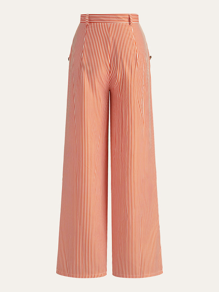 Gestreifte Rosetten-Detail-Oberteil mit Hose Set