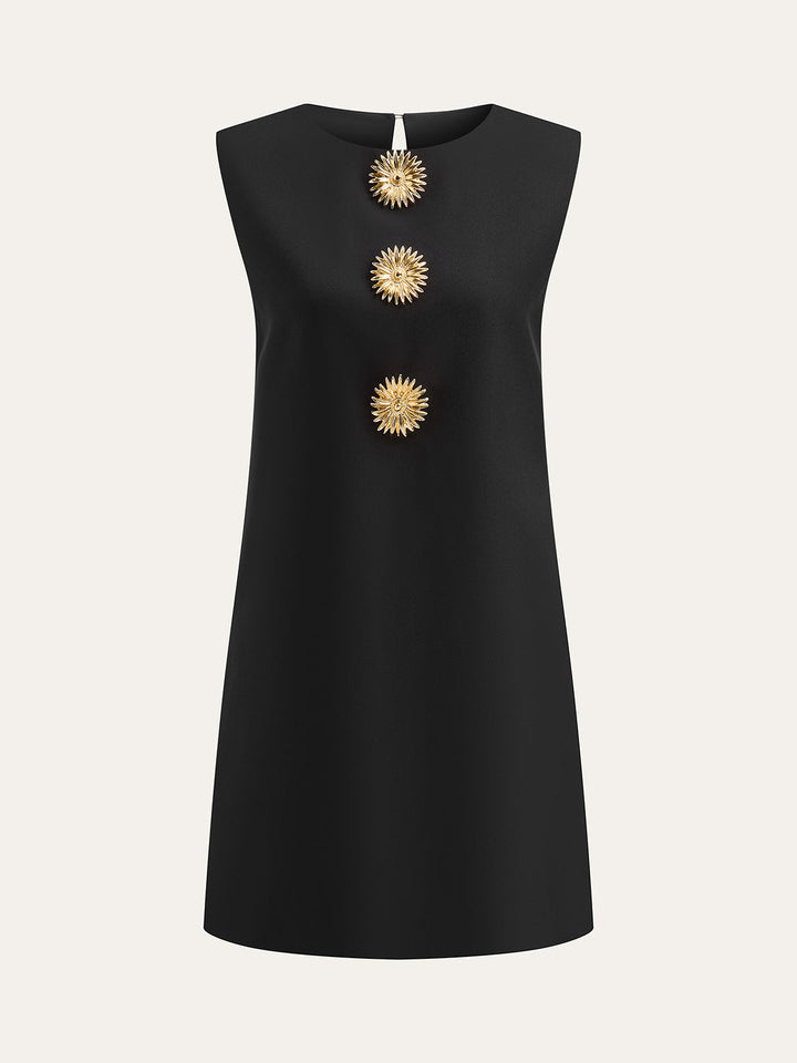 Metalldekor Ärmelloses Minikleid