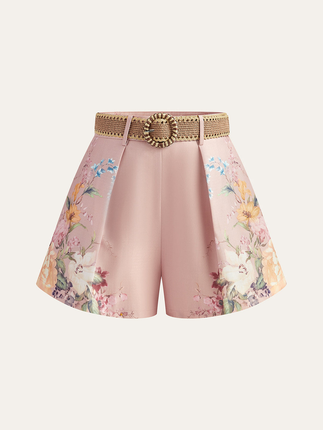 Floraler Gürtelschnitte Shorts