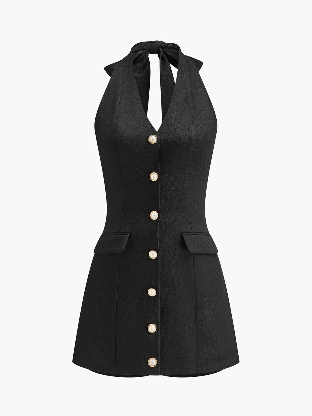 Button-Front Neckholder-Jumpsuit
