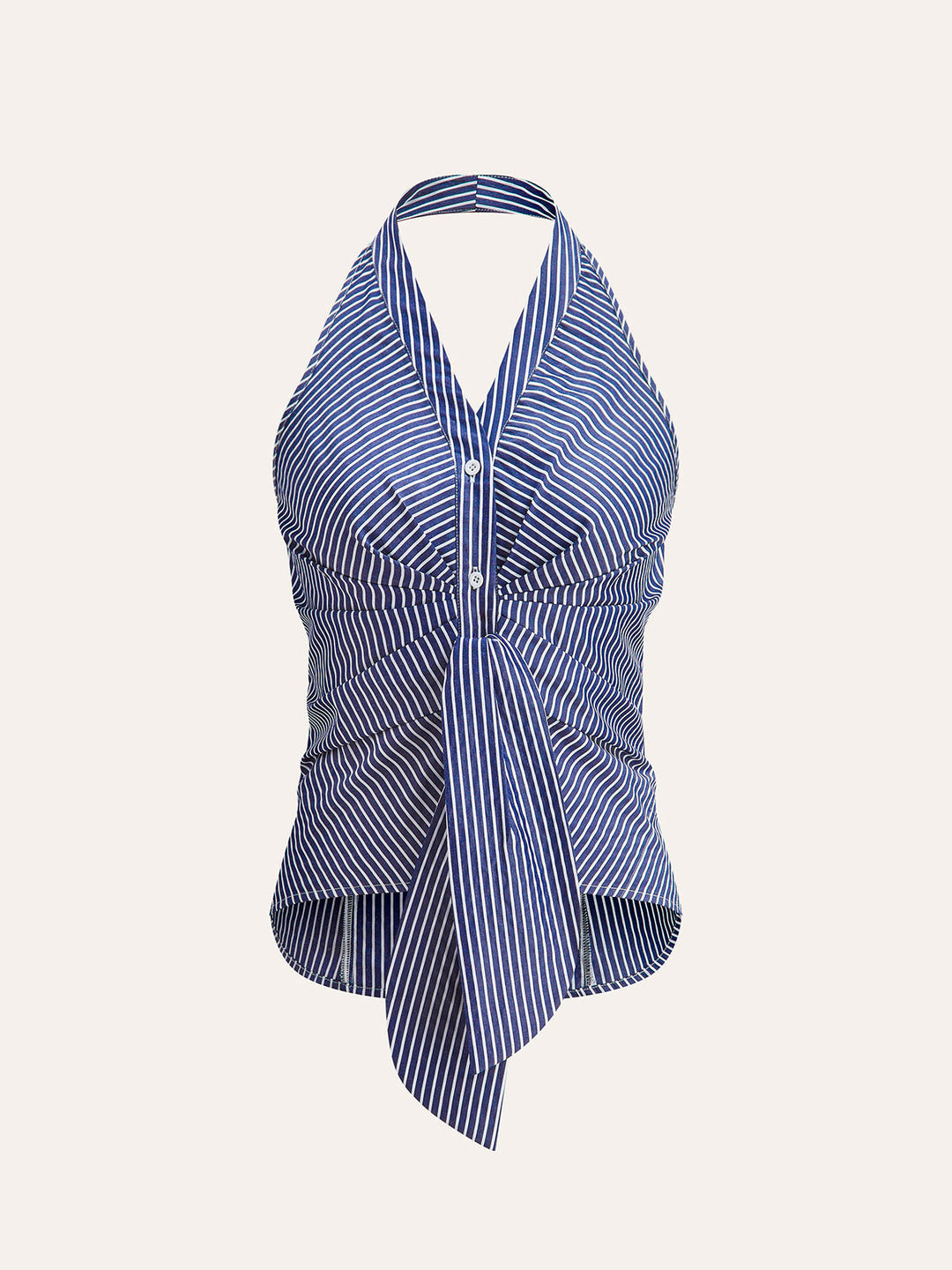 Gestreiftes Neckholder-Top mit Bindeband