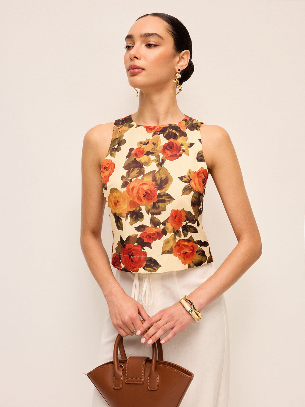 Tanktop mit Blumenprint und Schleifendetail