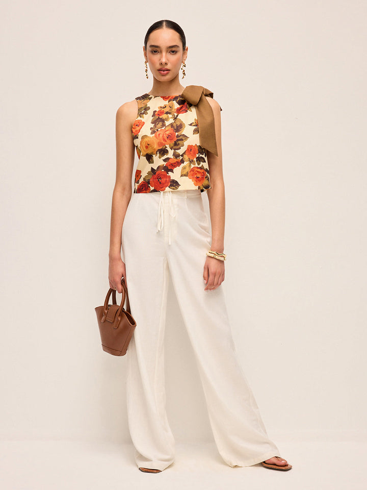 Tanktop mit Blumenprint und Schleifendetail
