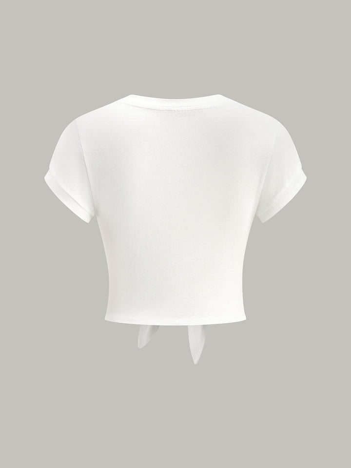Knoten-V-Ausschnitt-T-Shirt