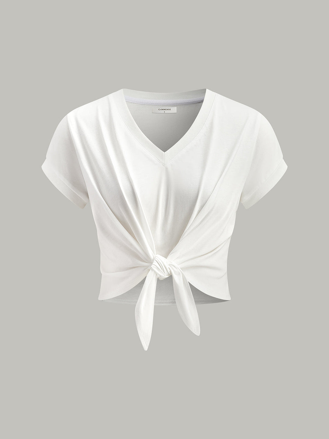 Knoten-V-Ausschnitt-T-Shirt