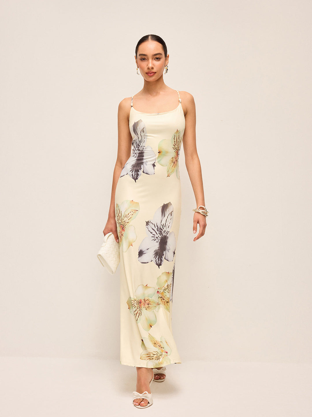 Rückenfreies Kleid mit Blumenprint und Schnürung