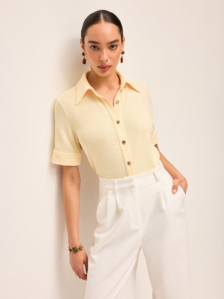 Kurzärmeliges Strickpoloshirt