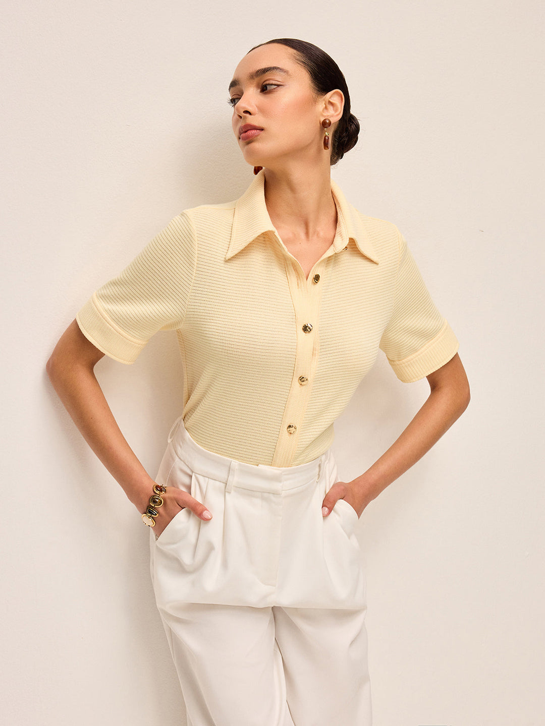 Kurzärmeliges Strickpoloshirt