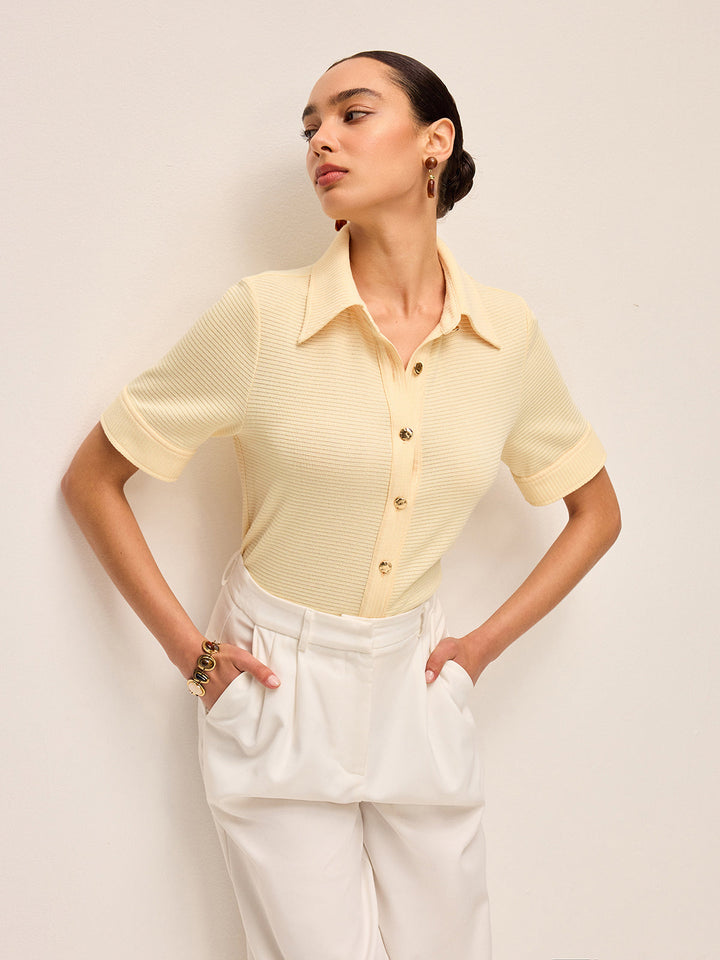 Kurzärmeliges Strickpoloshirt