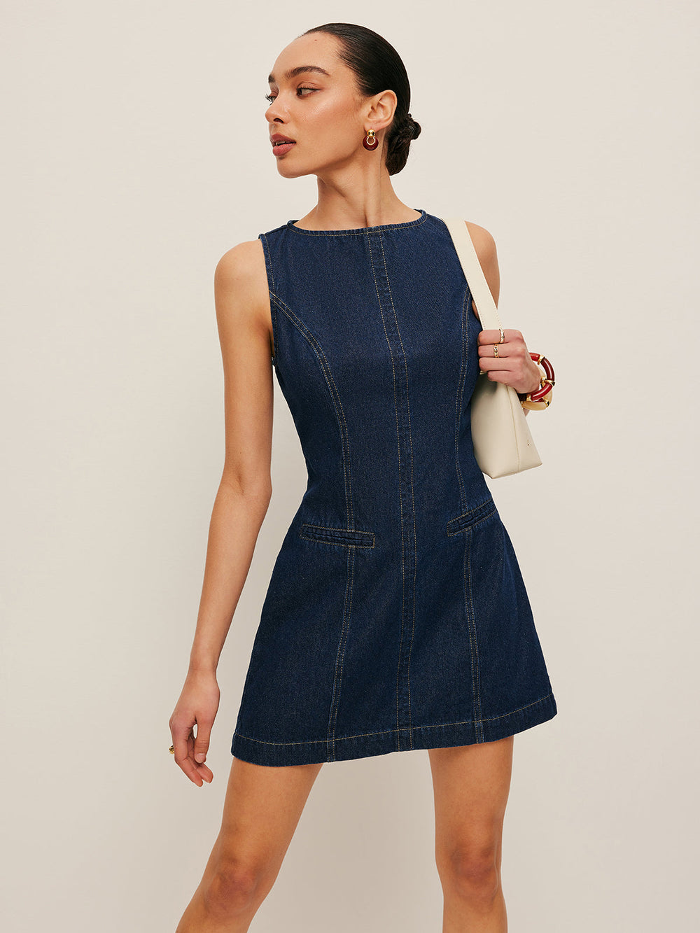 Ärmelloses Denim-Kleid