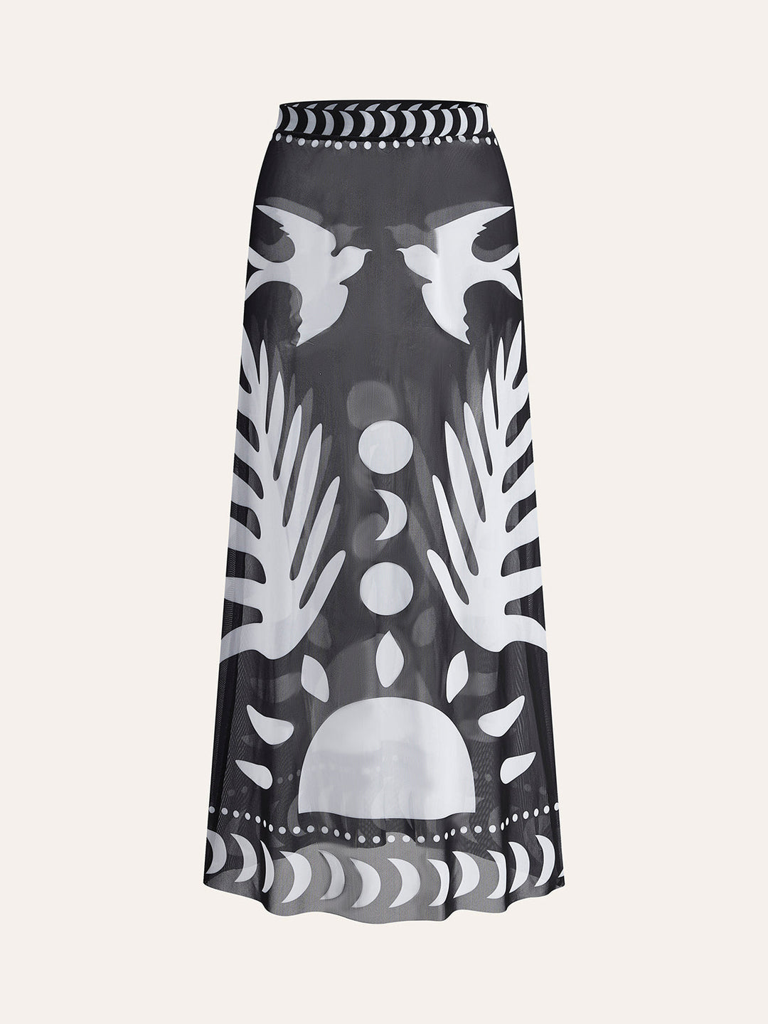 Maxi-Rock mit Netzstoff-Print