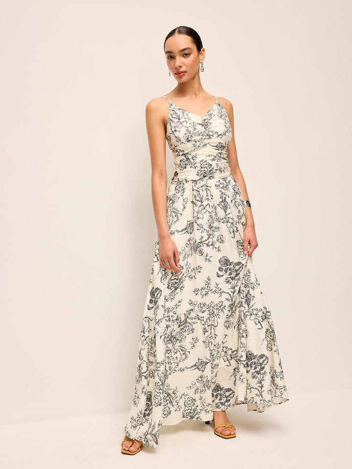 Blumen Print Raffen Cami Kleid