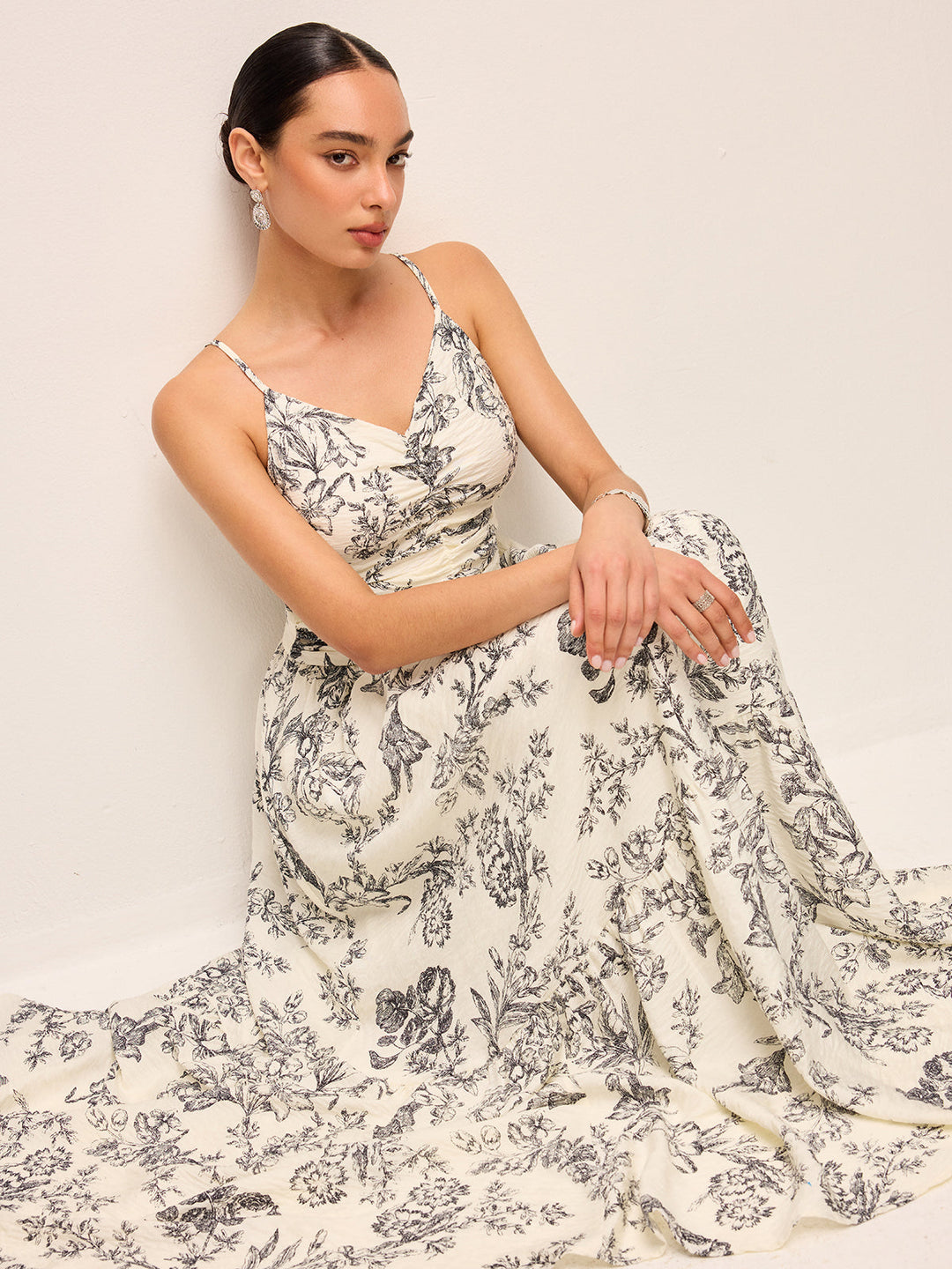 Blumen Print Raffen Cami Kleid